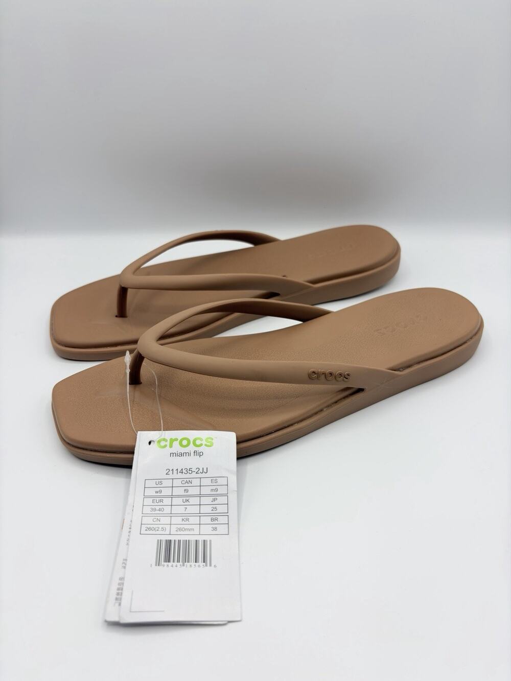 Crocs Miami Flip Flop Sandal Square Toe Brown Women US Sz 9 EU 40 NWT - READ!